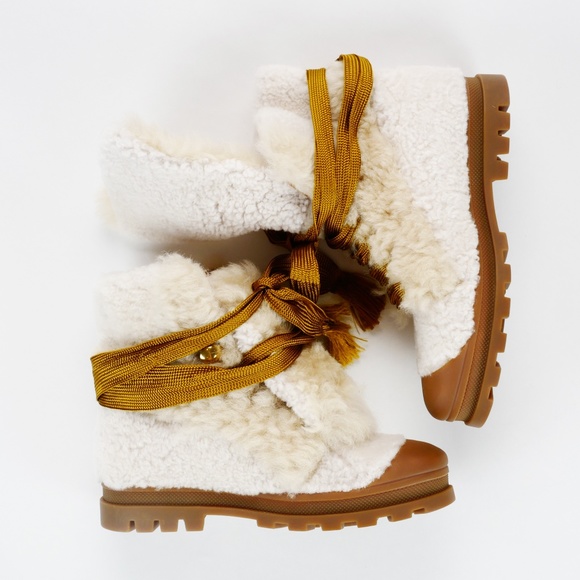 Chloé Parker Lace-Up Shearling Ankle Boots NEW - Picture 8 of 11